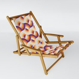 Here comes the sun // violet and orange gradient 70s inspirational groovy geometric suns Sling Chair