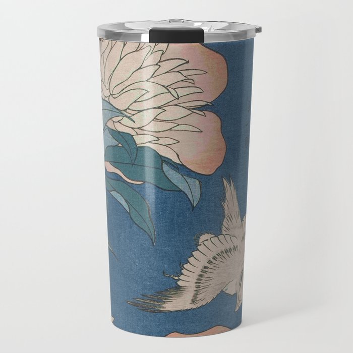 Hokusai, Peonies and Canary  Travel Mug