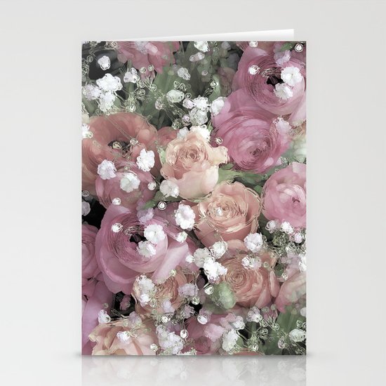 vintage pastel flowers Stationery Cards