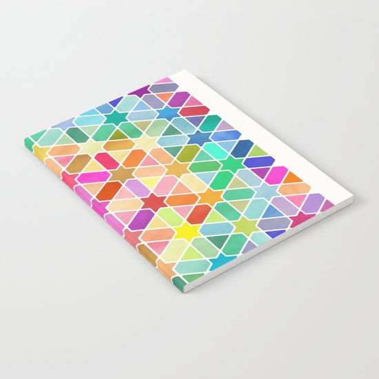 Rainbow Honeycomb with Stars Notebook