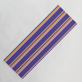 [ Thumbnail: Goldenrod, Plum, and Dark Slate Blue Colored Lines Pattern Yoga Mat ]