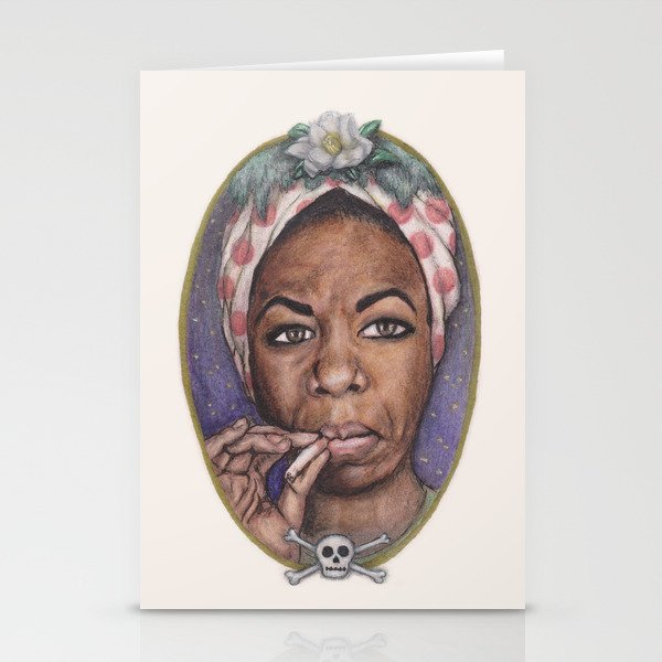 Watercolor Painting Of Nina Simone Stationery Cards By Whiskey