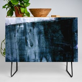 Indigo Blue and White Minimalist Abstract Painting Credenza