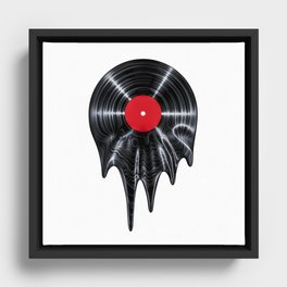 Melting vinyl / 3D render of vinyl record melting Framed Canvas