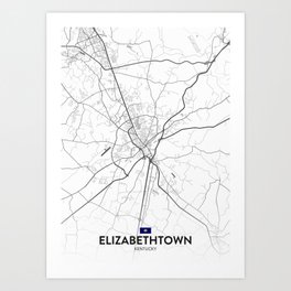 Elizabethtown, Kentucky, United States - Light City Map Art Print