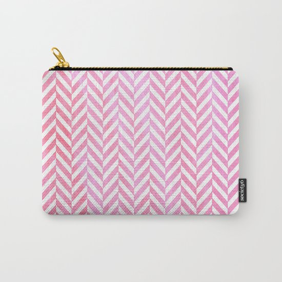 Watercolor Herringbone Chevron pattern - pink on white Carry-All Pouch