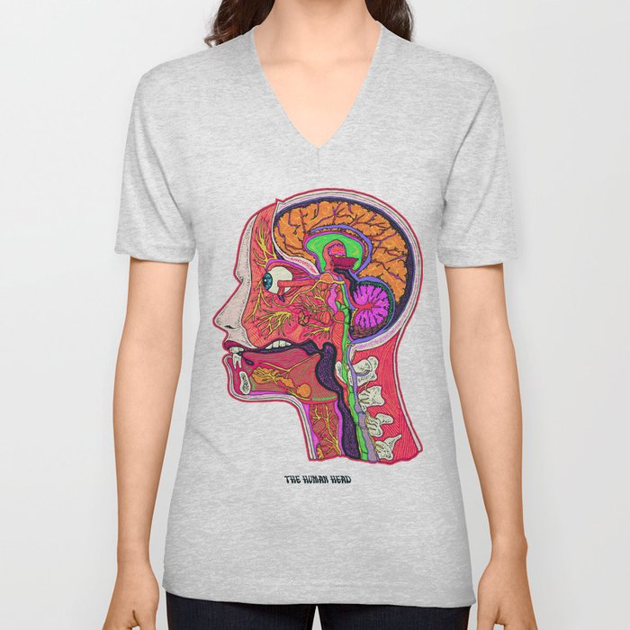 Anatomical Human Head - White Background V Neck T Shirt