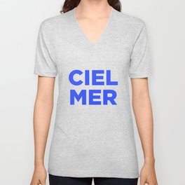 Ciel, Mer (Bleu) V Neck T Shirt