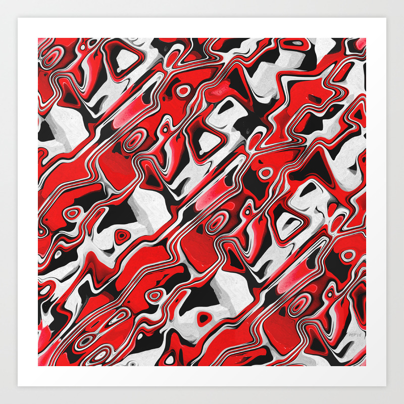 Red White And Black Abstract Art Print By Perkinsdesigns Society6