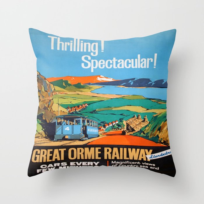 Vintage poster - Great Orme Railway Throw Pillow