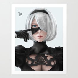 Nier Automata 2b fanart cosplay SesshuAsuak portrait Art Print