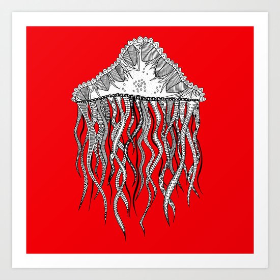 red jelly square Art Print