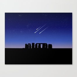 Stonehenge and Shooting Stars At Night Canvas Print