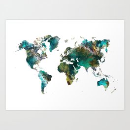 Map of the World tree #map #world Art Print