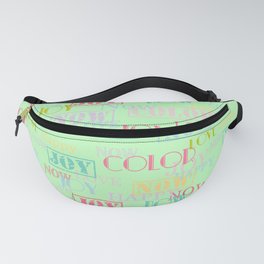 Enjoy The Colors - Colorful Typography modern abstract pattern on pale mint green color Fanny Pack