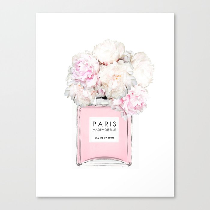 Peonies Flowers Bottle Pink Fashion Art Minimal Trendy Decor