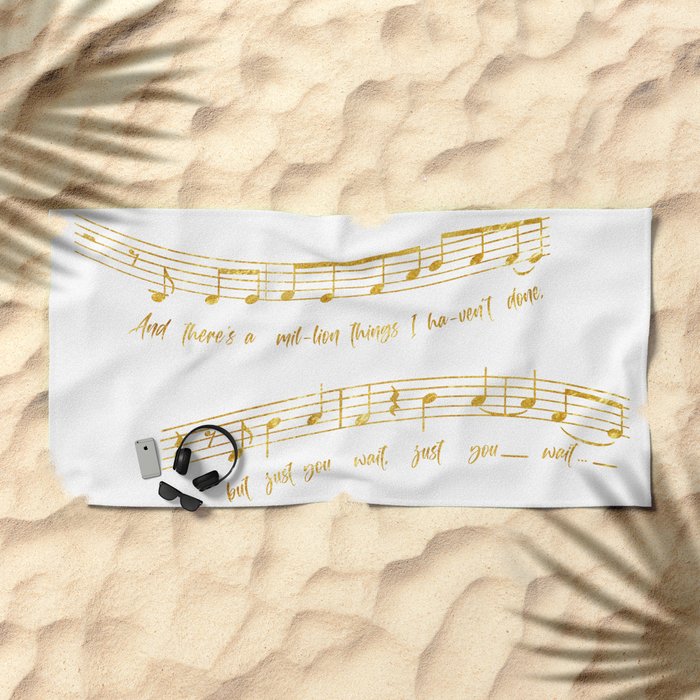 My Name is Alexander Hamilton  Musical Notes Beach Towel by