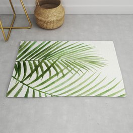 Fresh Palm Fronds Watercolor Rug | Plant, Tropical, Painting, Nature, Art, Leaf, Botanical, Illustration, Frond, Watercolor 