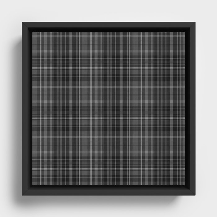 Black Grey Plaid Framed Canvas