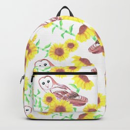 Barn owls and Sunflowers watercolor art Backpack | Sunflowers, Birdsofusa, Wildlife, Yellowflowers, Earthday, Barnowls, Helianthus, Giftsfor, Painting, Anthophiles 