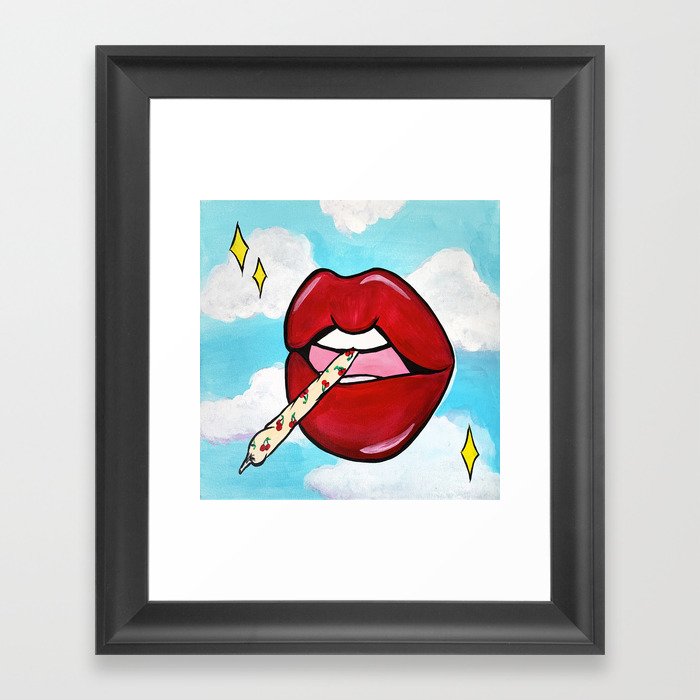 cherry lips Framed Art Print