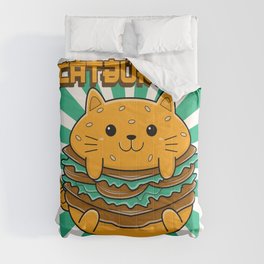 Japanese Kawaii Cat Burger Comforter