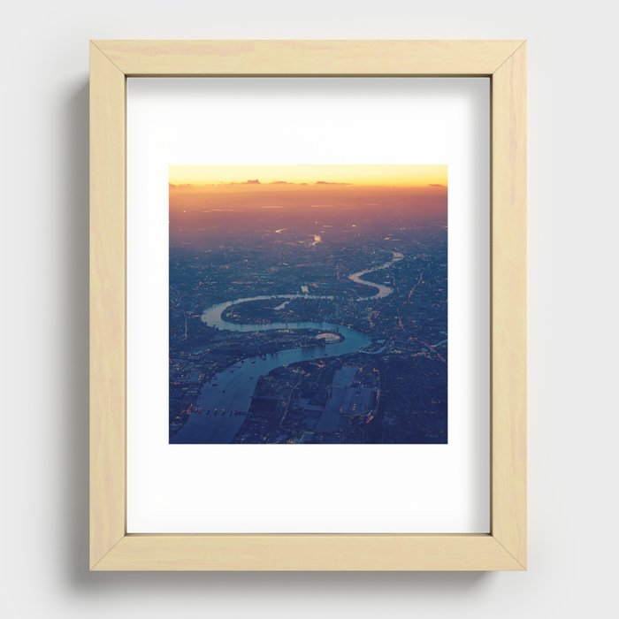 Great Britain Photography - Winding River Going Through London In The Sunset Recessed Framed Print