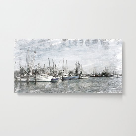 Pass Christian Harbor Sketch Photo Metal Print