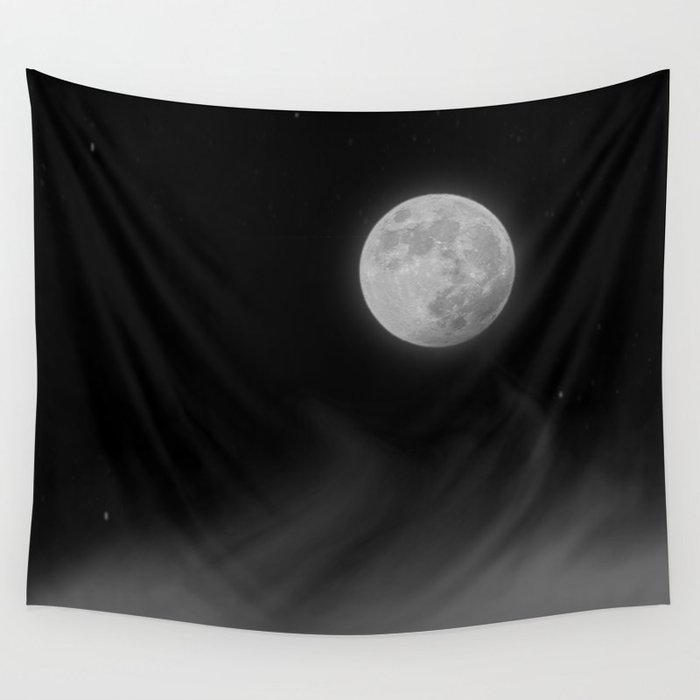 Moon Sky La Luna in the Dark Night Clouds Stars Full Glowing