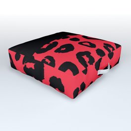 Black & Hot Pink Leopard Outdoor Floor Cushion