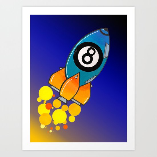 Eight Ball Rocket Art Print