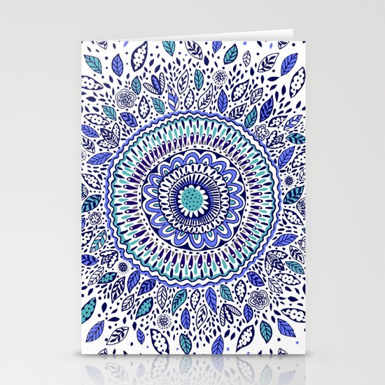 Indigo Flowered Mandala Stationery Cards