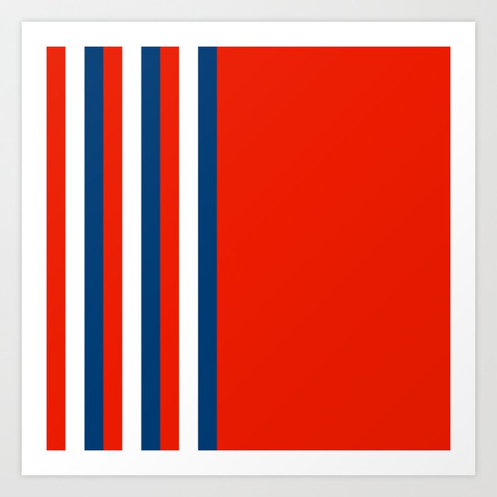 Retro Stripes Pop Art - Red White Blue Art Print