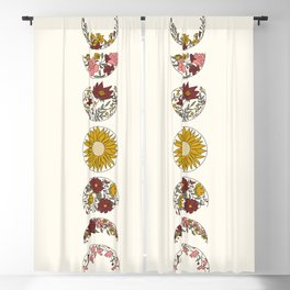Floral Phases of the Moon Blackout Curtain
