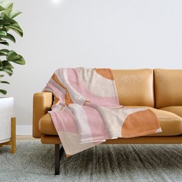 Retro Groove Pink and Orange - Cheerful Abstract Minimalist Pattern Throw Blanket