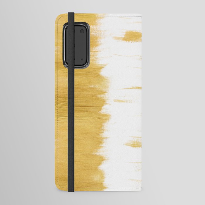 Gold Abstract Artwork. Gold Paint Brush Strokes. Golden Texture. Glamour Minimalism. Android Wallet Case