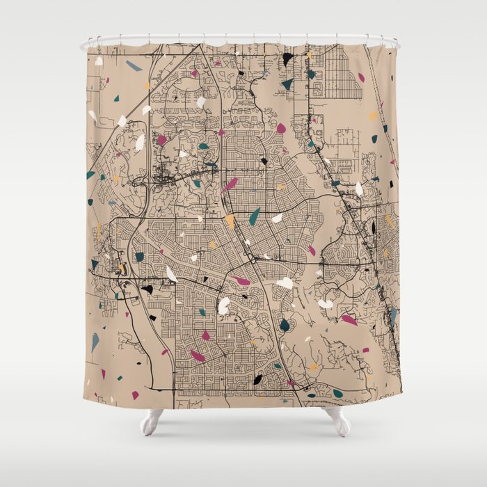 USA, Port St. Lucie City Map Collage Shower Curtain