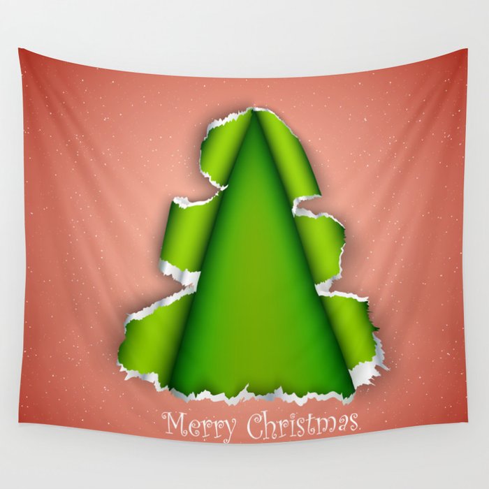 Christmas Tree Made Of Torn Paper Wall Tapestry By Panaceadoll Society6
