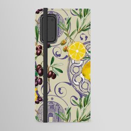 Mediterranean,Tuscan style,lemons,olives pattern  Android Wallet Case