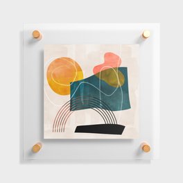 mid century shapes abstract painting Floating Acrylic Print