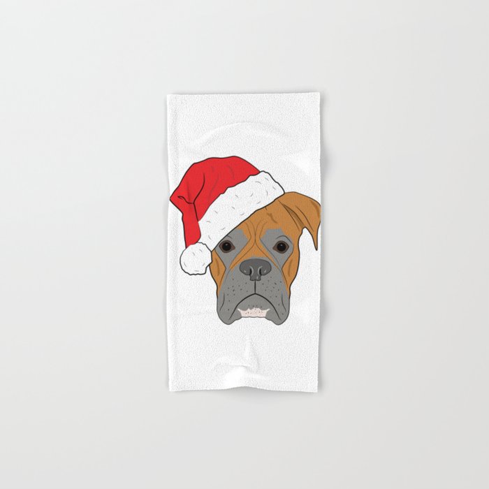Christmas Festive Boxer Dog Hand Bath Towel Christmas Festive Boxer Dog Hand Bath Towel