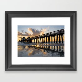 Naples pier at sunset Naples Florida Ripples Framed Art Print