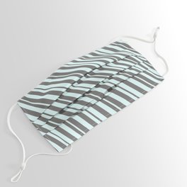 [ Thumbnail: Light Cyan and Dim Grey Colored Lines/Stripes Pattern Face Mask ]