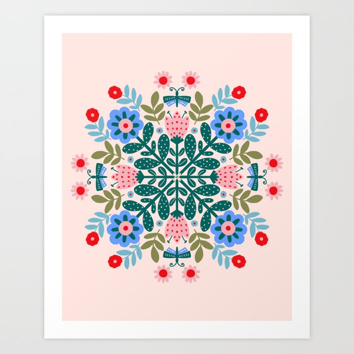 Scandinavian Folk Art Mandala Art Print by Gabi Thomeu | Society6