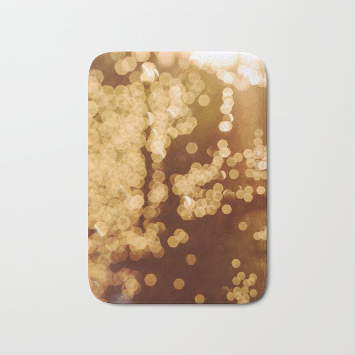Gold Glitter Bokeh Lights Bath Mat