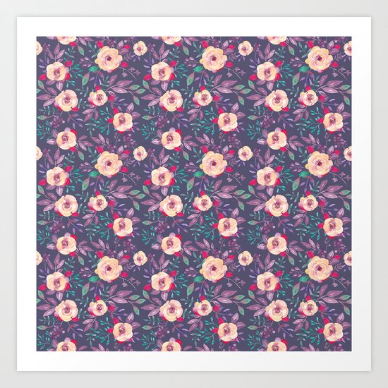 Flower Watercolor Pattern Art Print