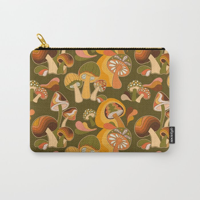 70s Mushroom, Retro Pattern Carry-All Pouch