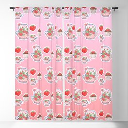 Strawberry teapot with cup and muffin Blackout Curtain