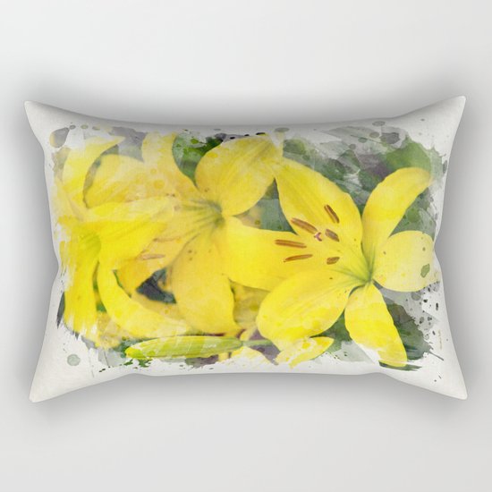 Lily Watercolor Art Rectangular Pillow