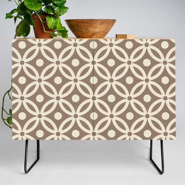 Pretty Intertwined Ring and Dot Pattern 640 Beige Credenza